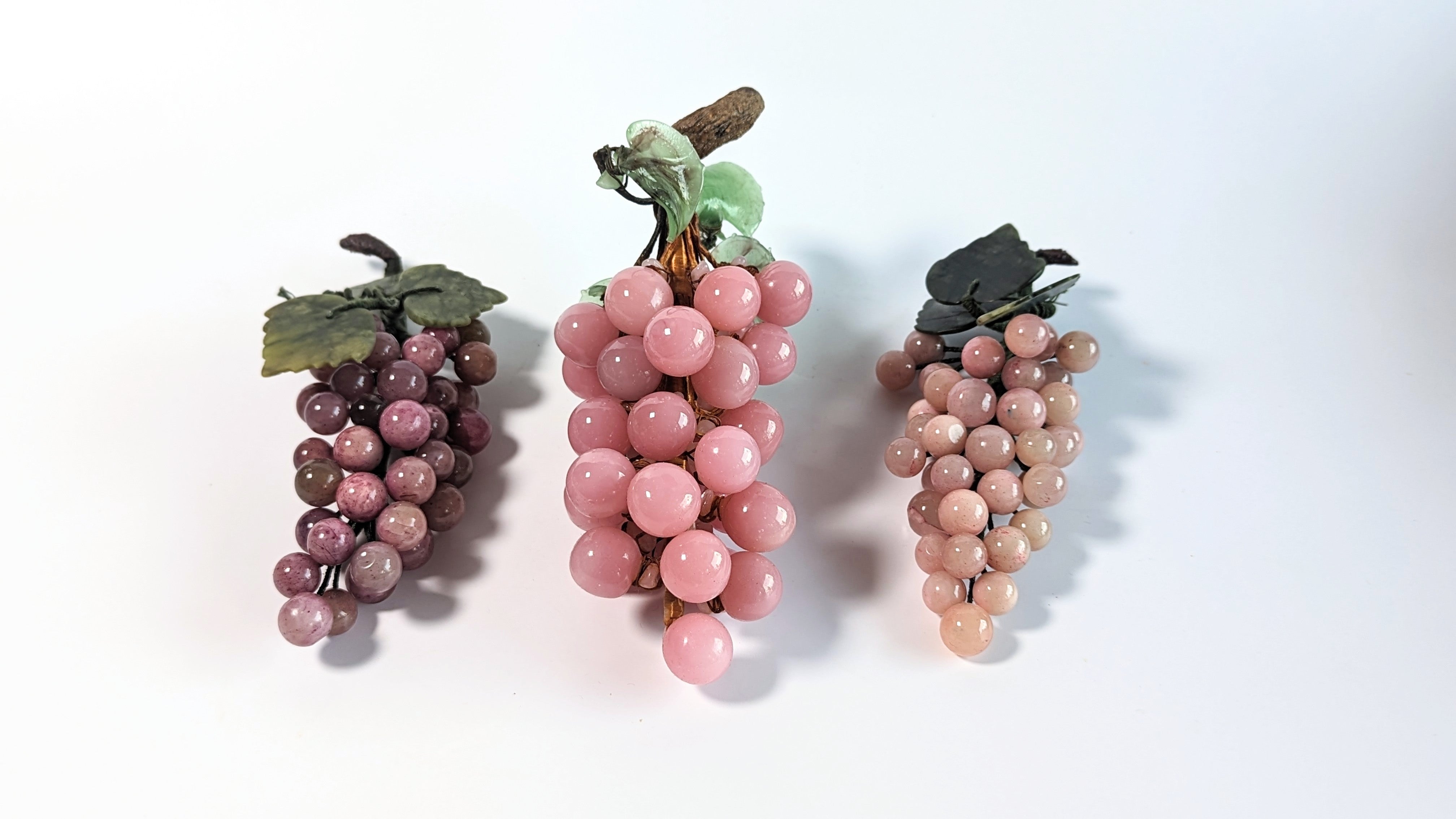 Vintage Polished Stone and Glass Grapes