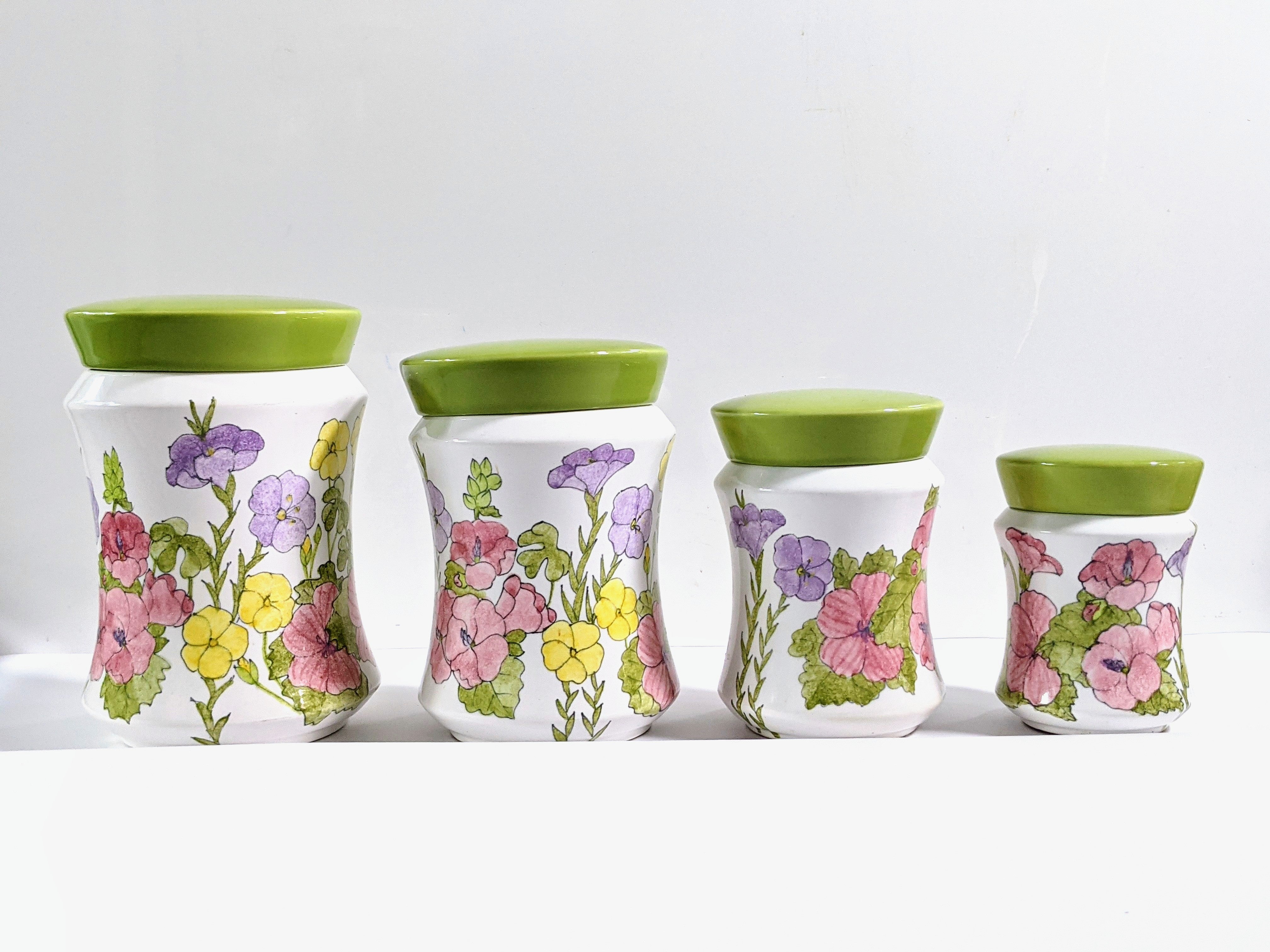 Vintage Ernestine Salerno Floral Kitchen Cannister Set