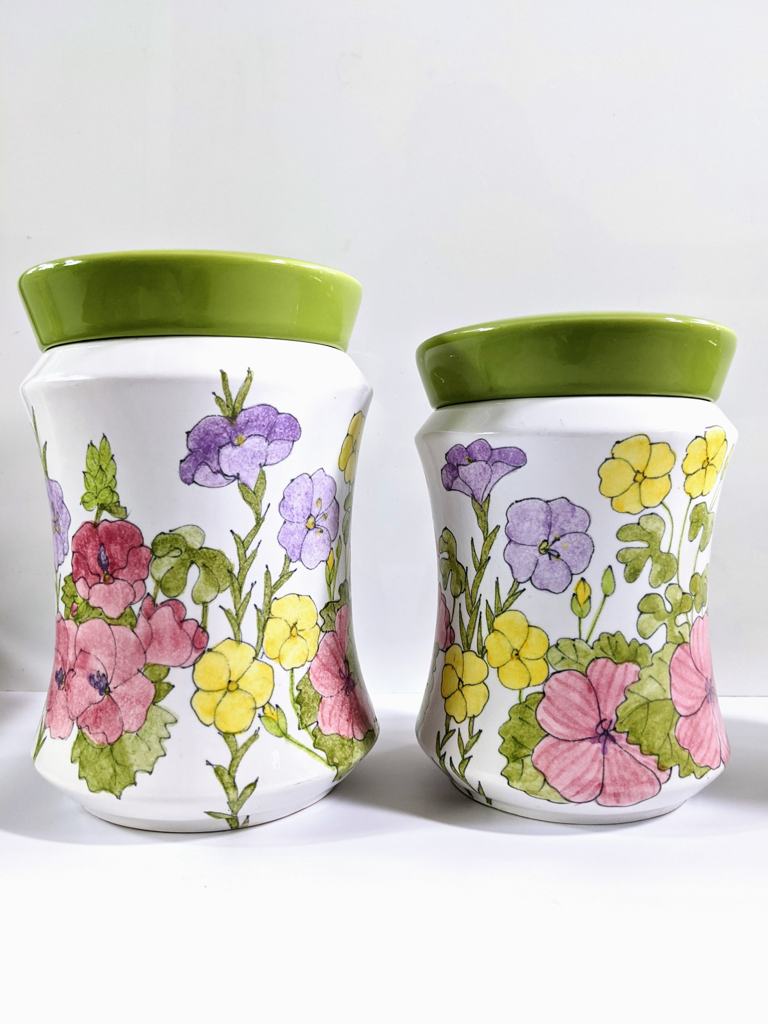 Vintage Ernestine Salerno Floral Kitchen Cannister Set