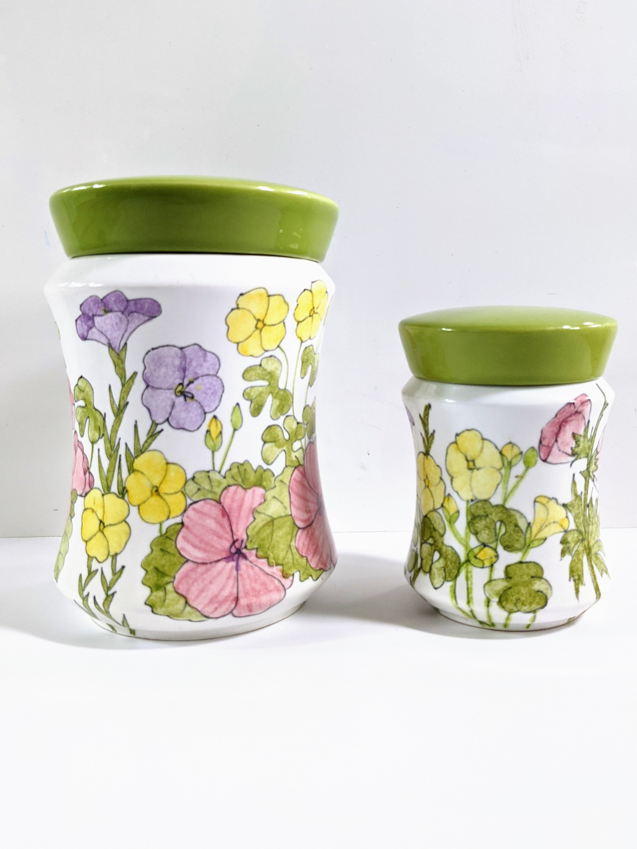 Vintage Ernestine Salerno Floral Kitchen Cannister Set