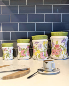 Vintage Ernestine Salerno Floral Kitchen Cannister Set