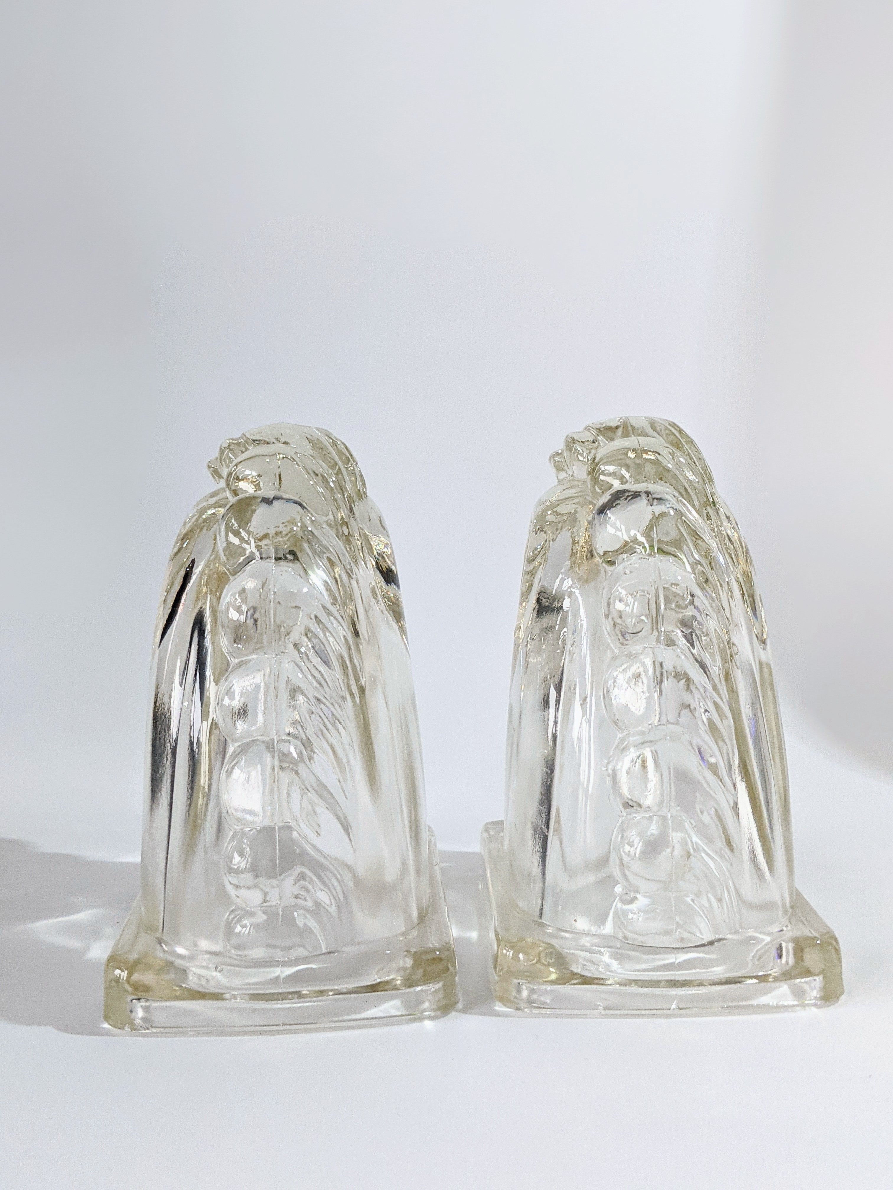 Vintage Glass Horse Head Book Ends