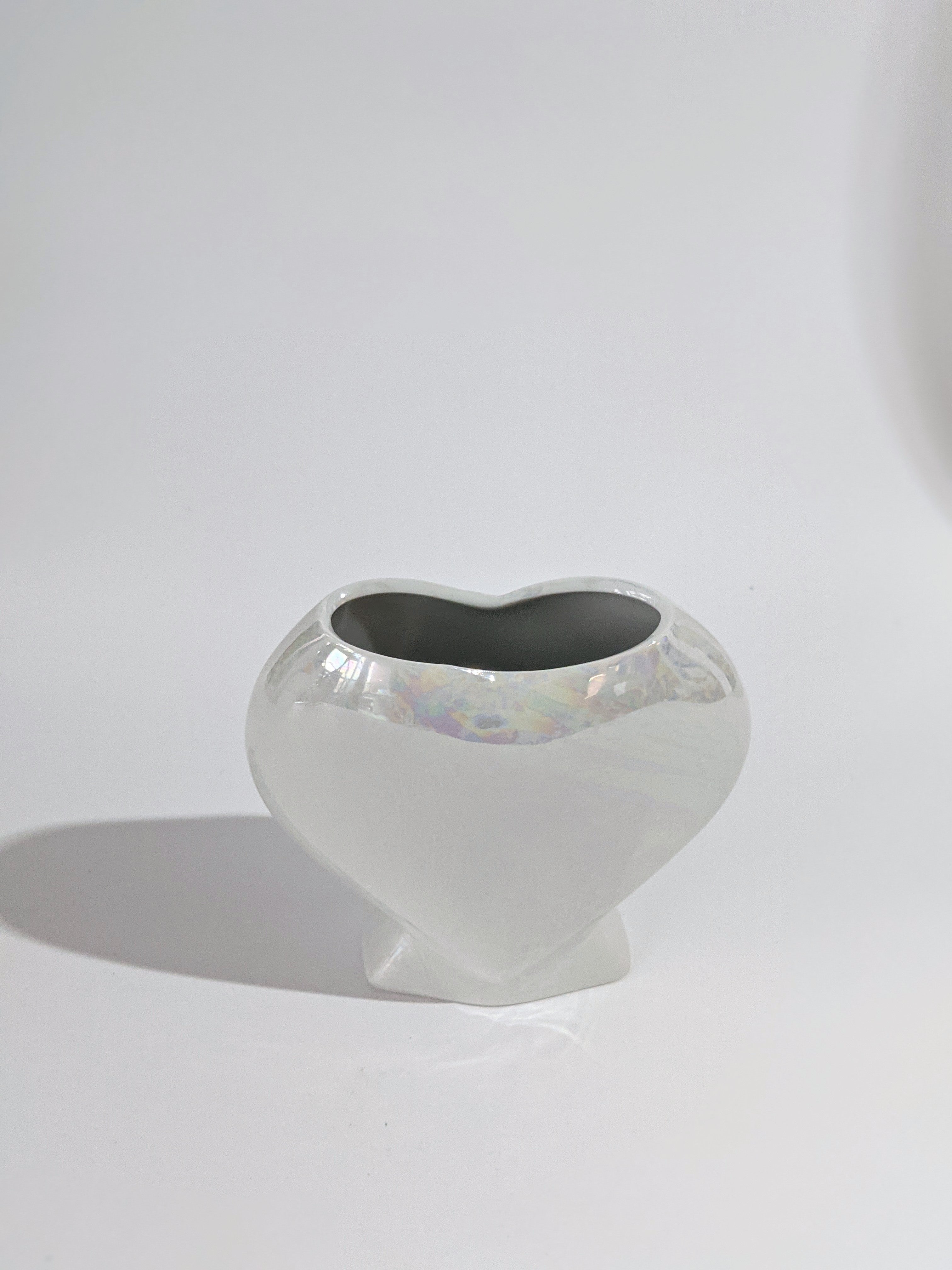 Vintage Iridescent Ceramic Heart Vase