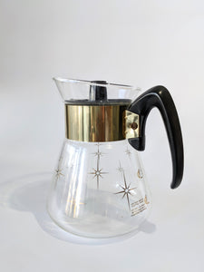 PYREX GLASS 6 CUP COFFEE POT TEA CARAFE GOLD STARBURST STAINLESS STEEL  BLACK on eBid United States