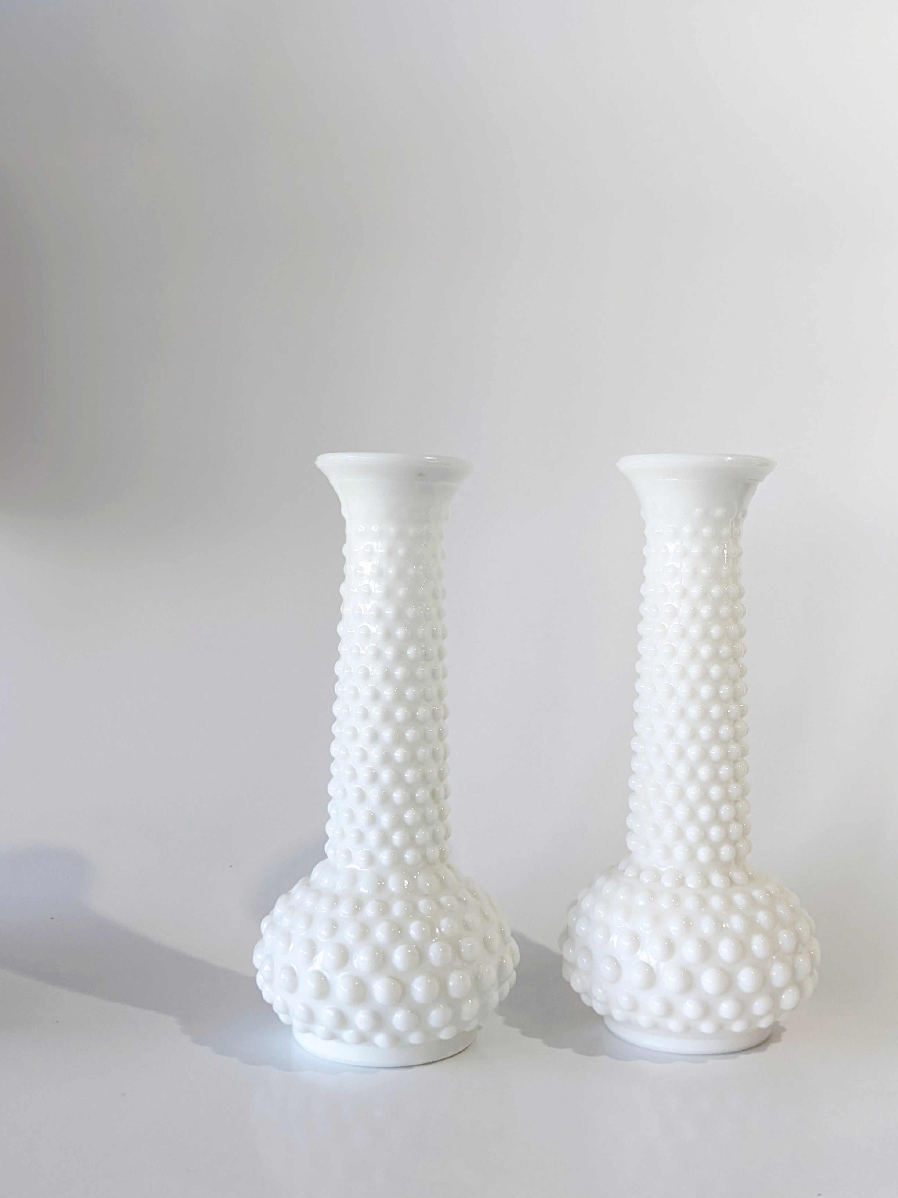 Vintage Hobnail Milk Glass Vases