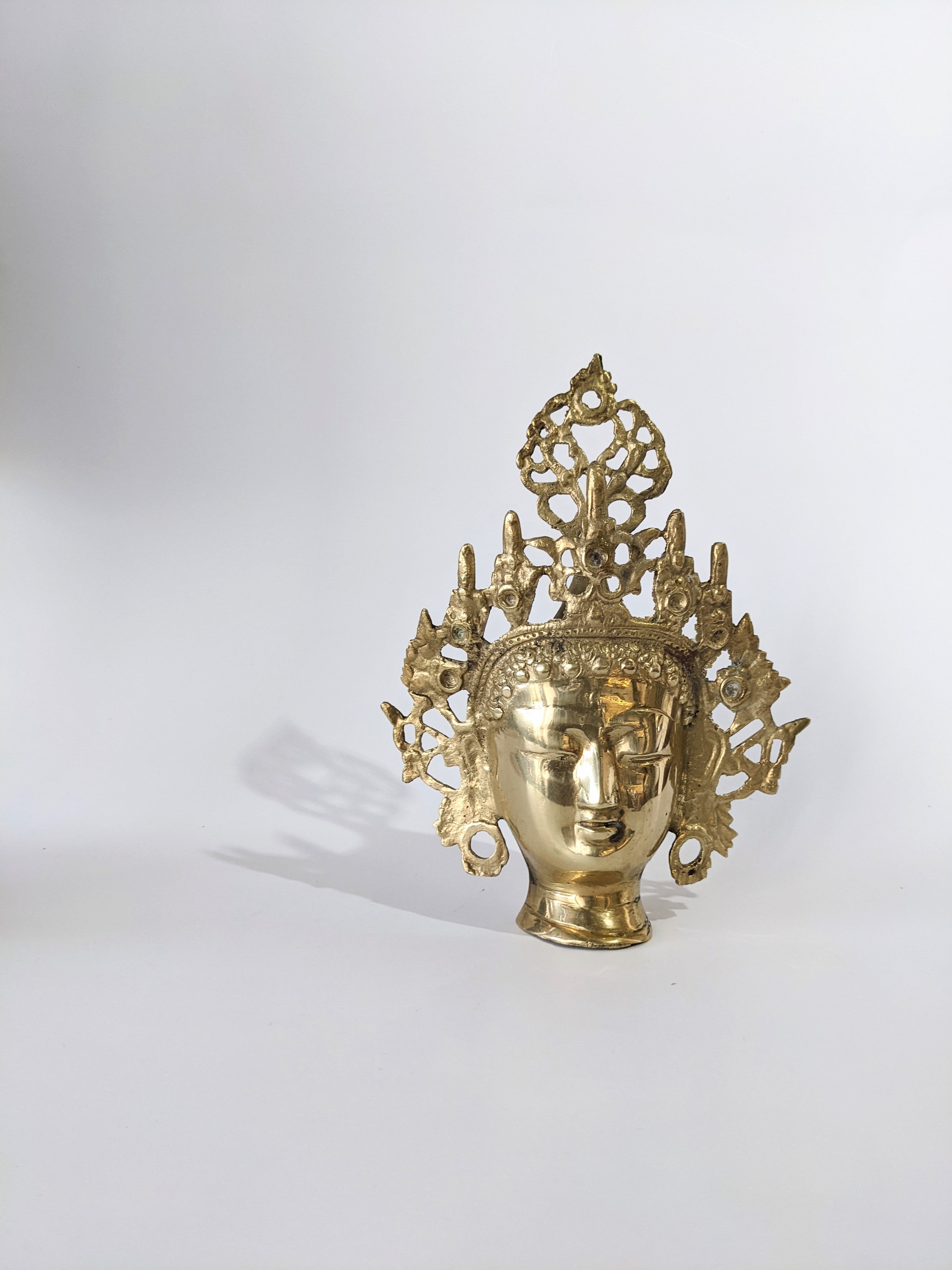 Vintage Brass Tibetan Buddhist Tara Head