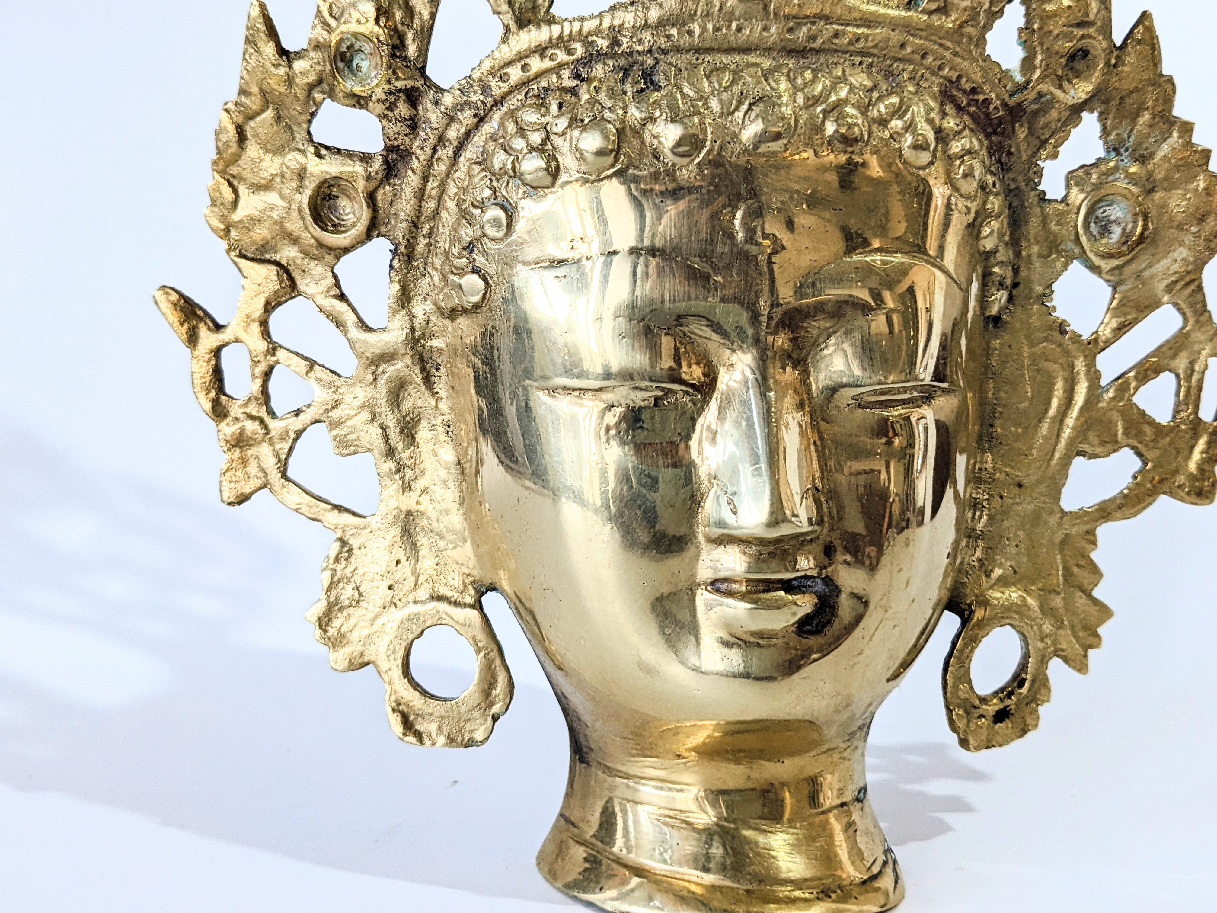 Vintage Brass Tibetan Buddhist Tara Head