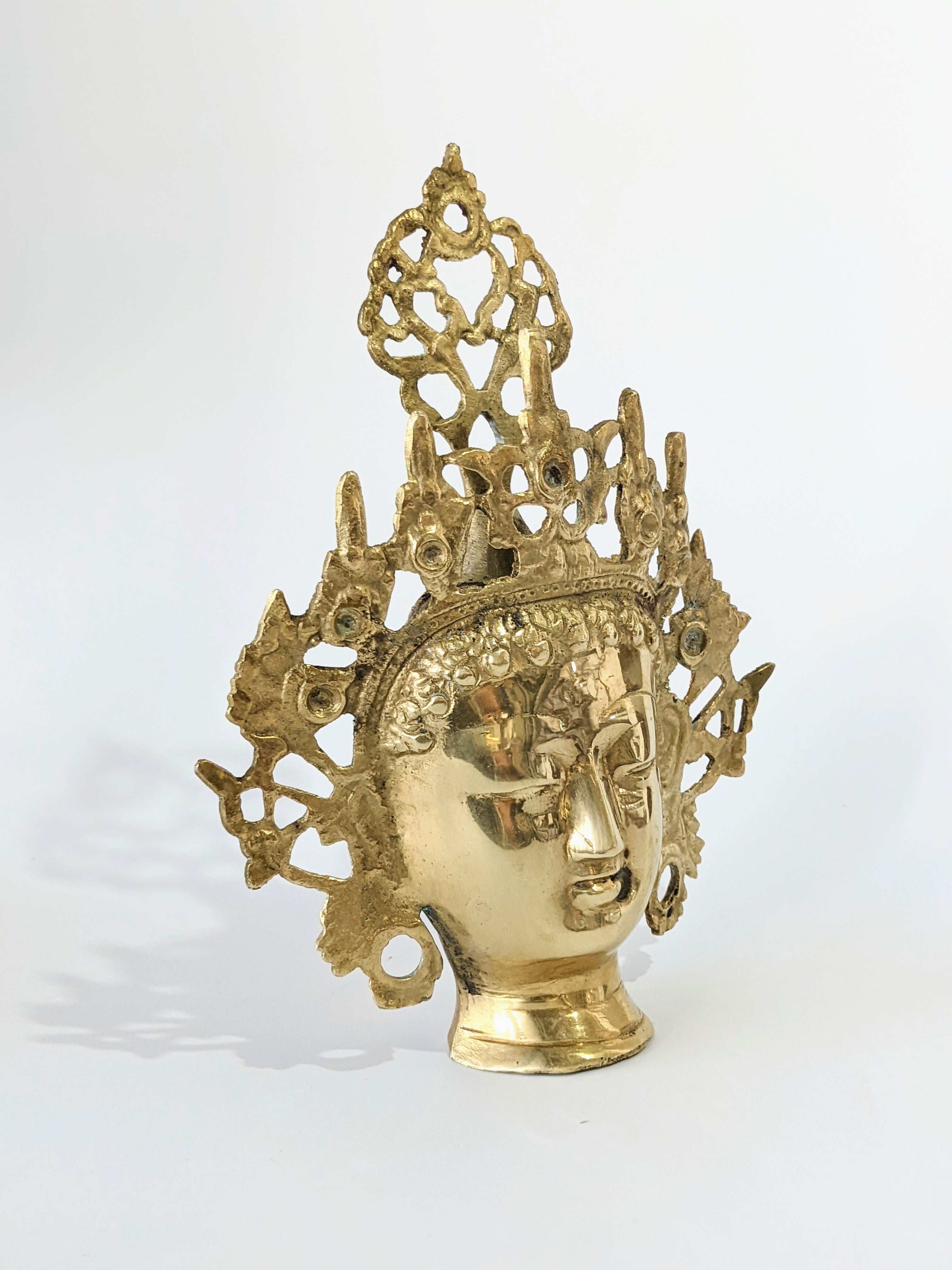 Vintage Brass Tibetan Buddhist Tara Head