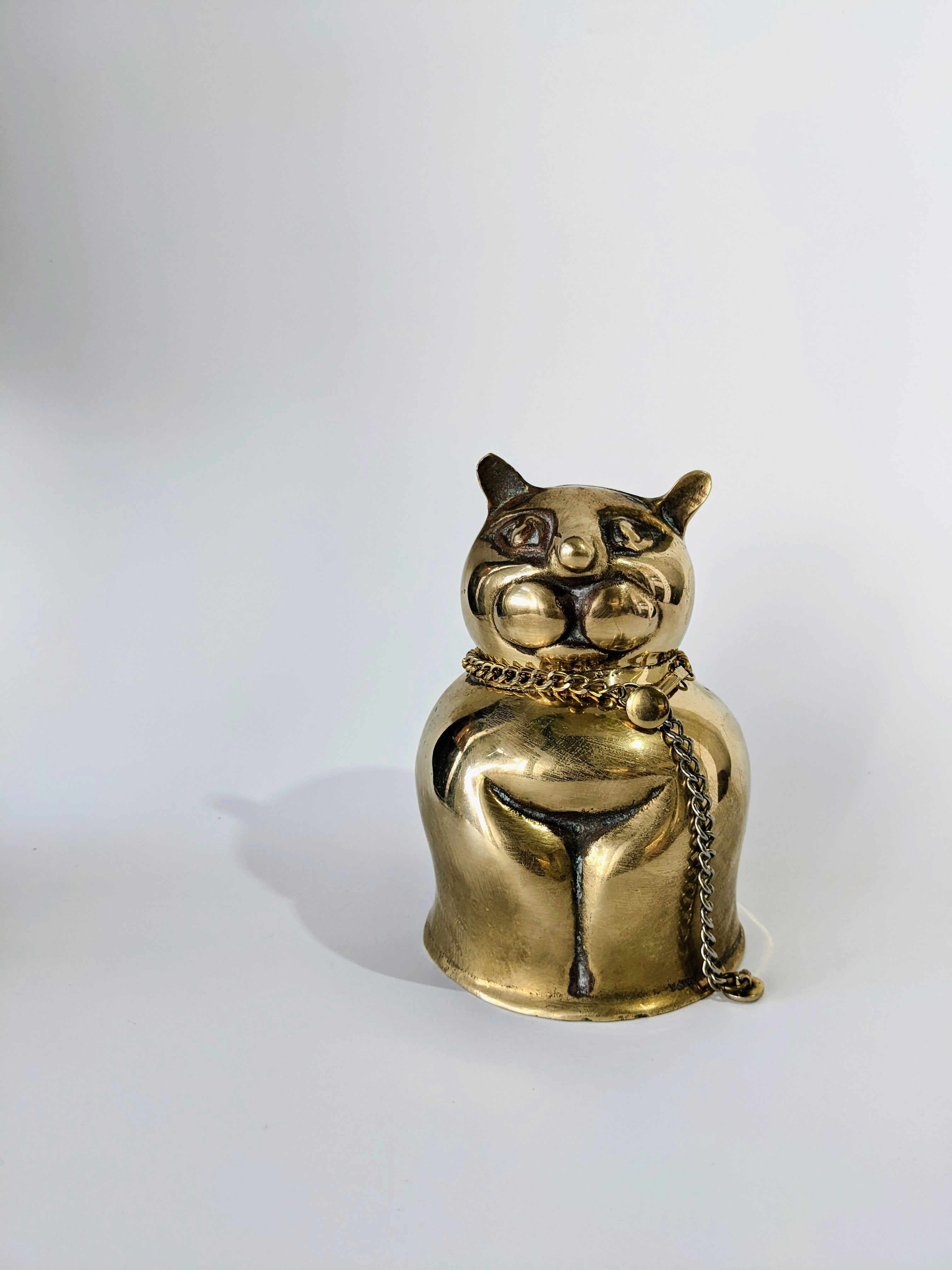 Brass Fat Cat Coin Bank