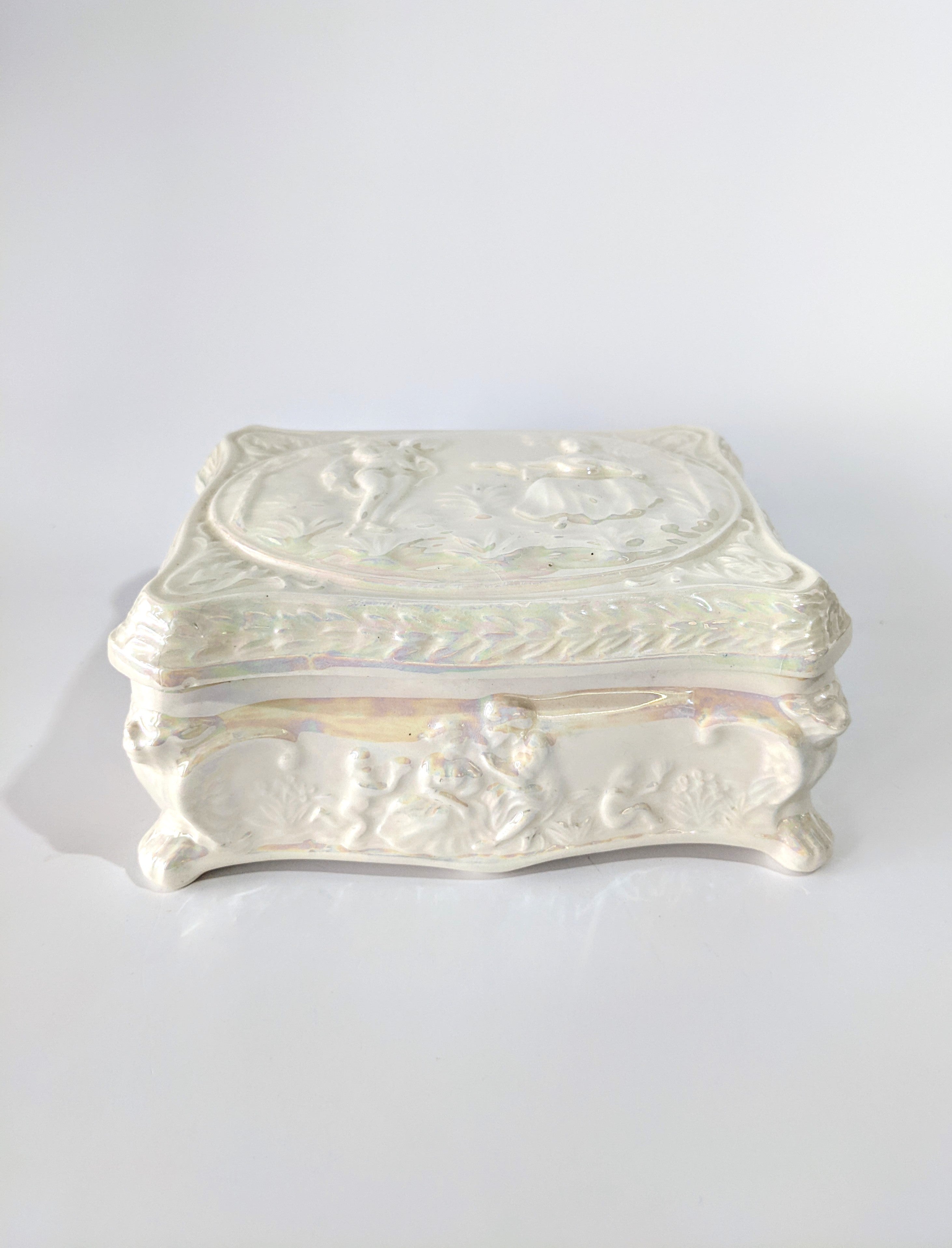 Vintage Iridescent Ceramic Box