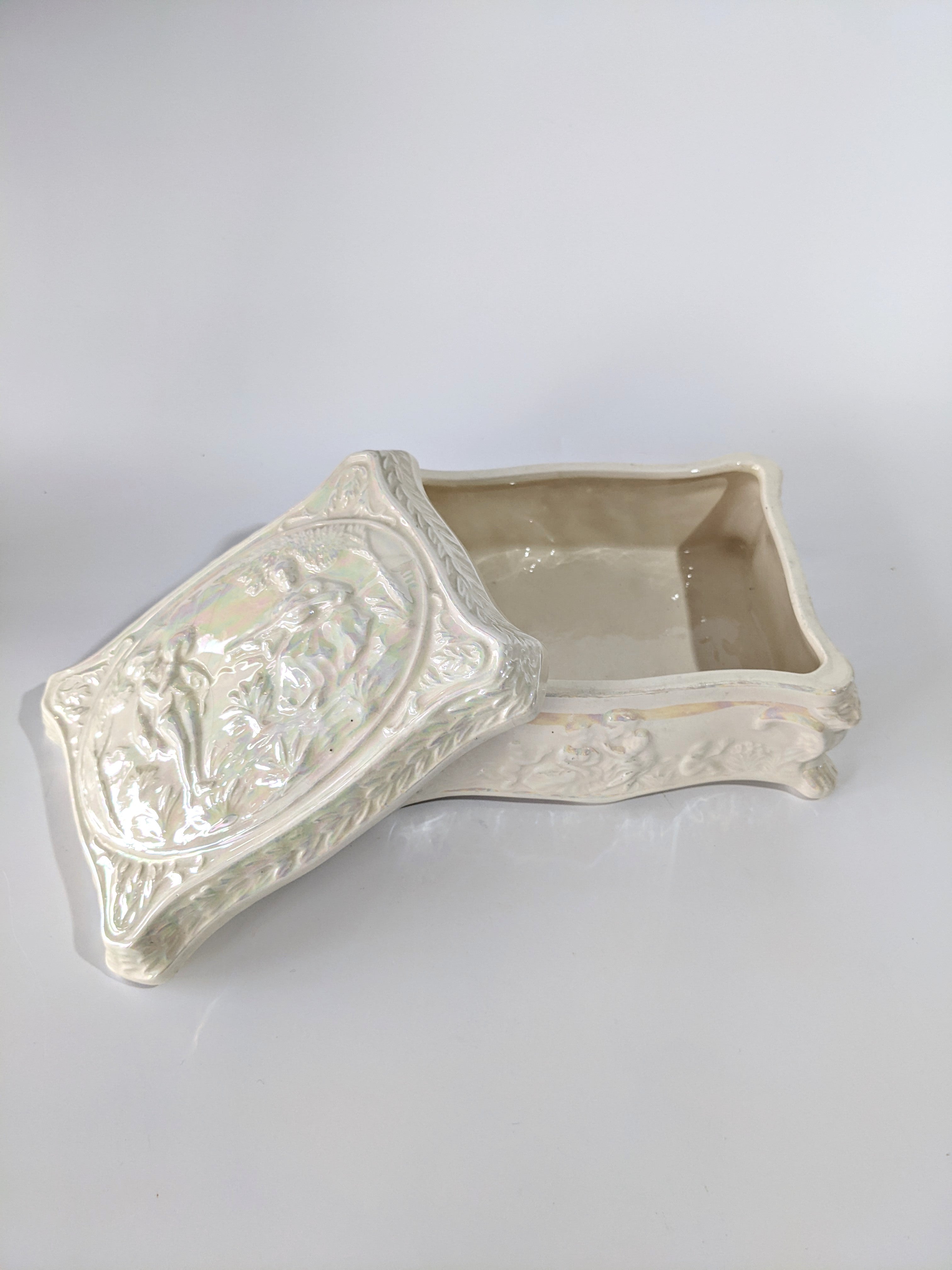 Vintage Iridescent Ceramic Box