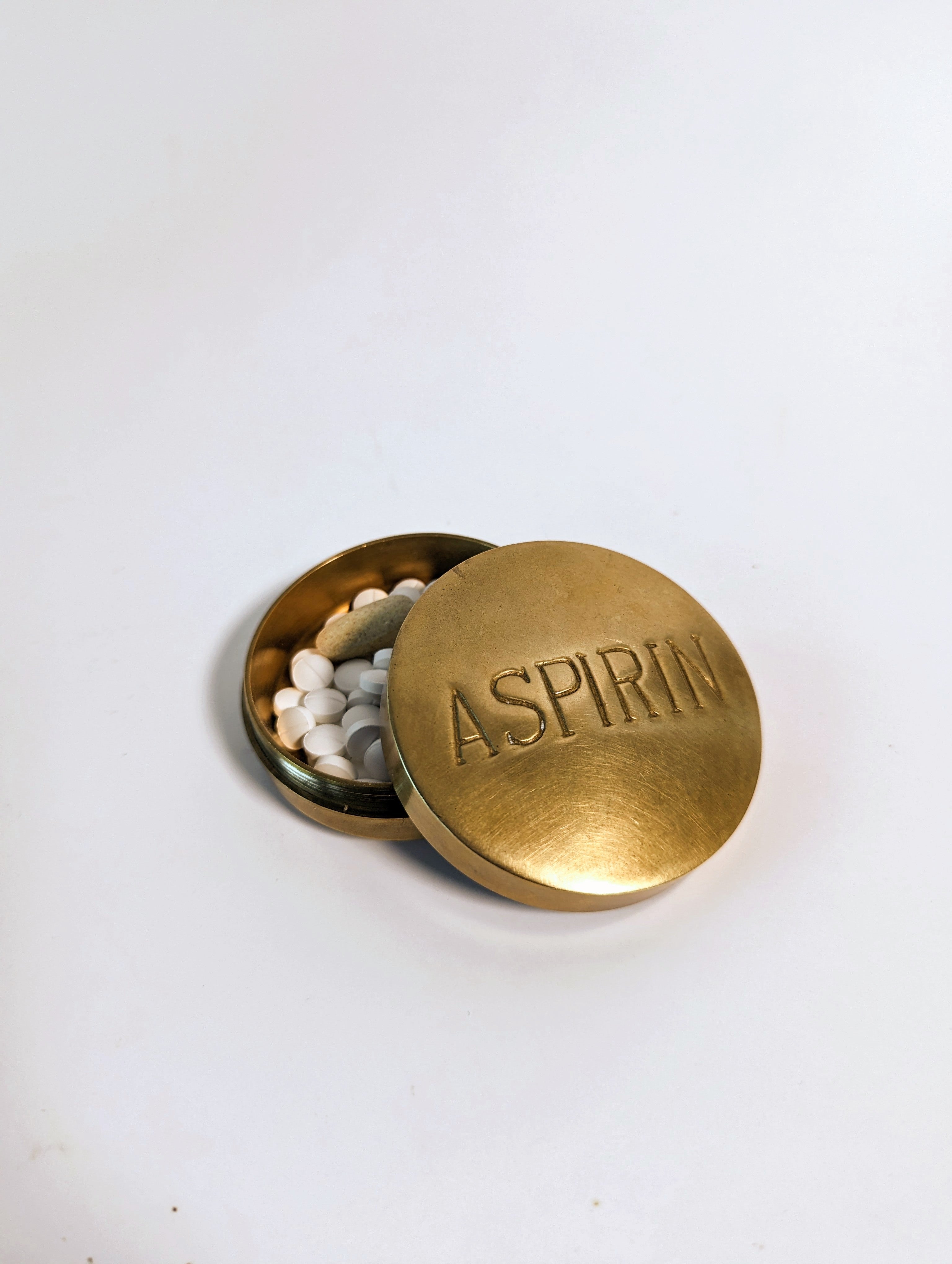 Vintage Brass Aspirin Pillbox