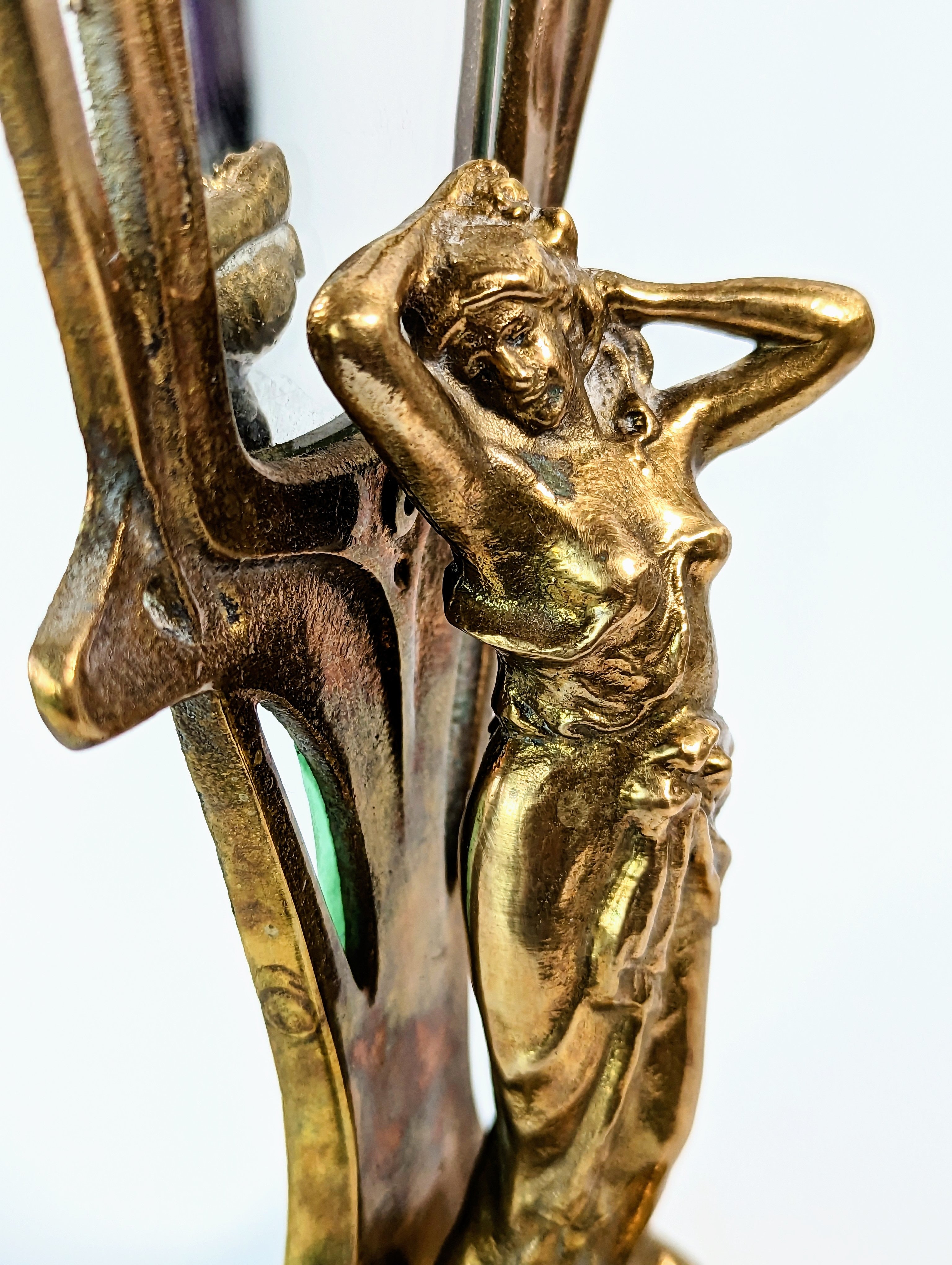 Art Nouveau Vintage Brass Vanity Mirror