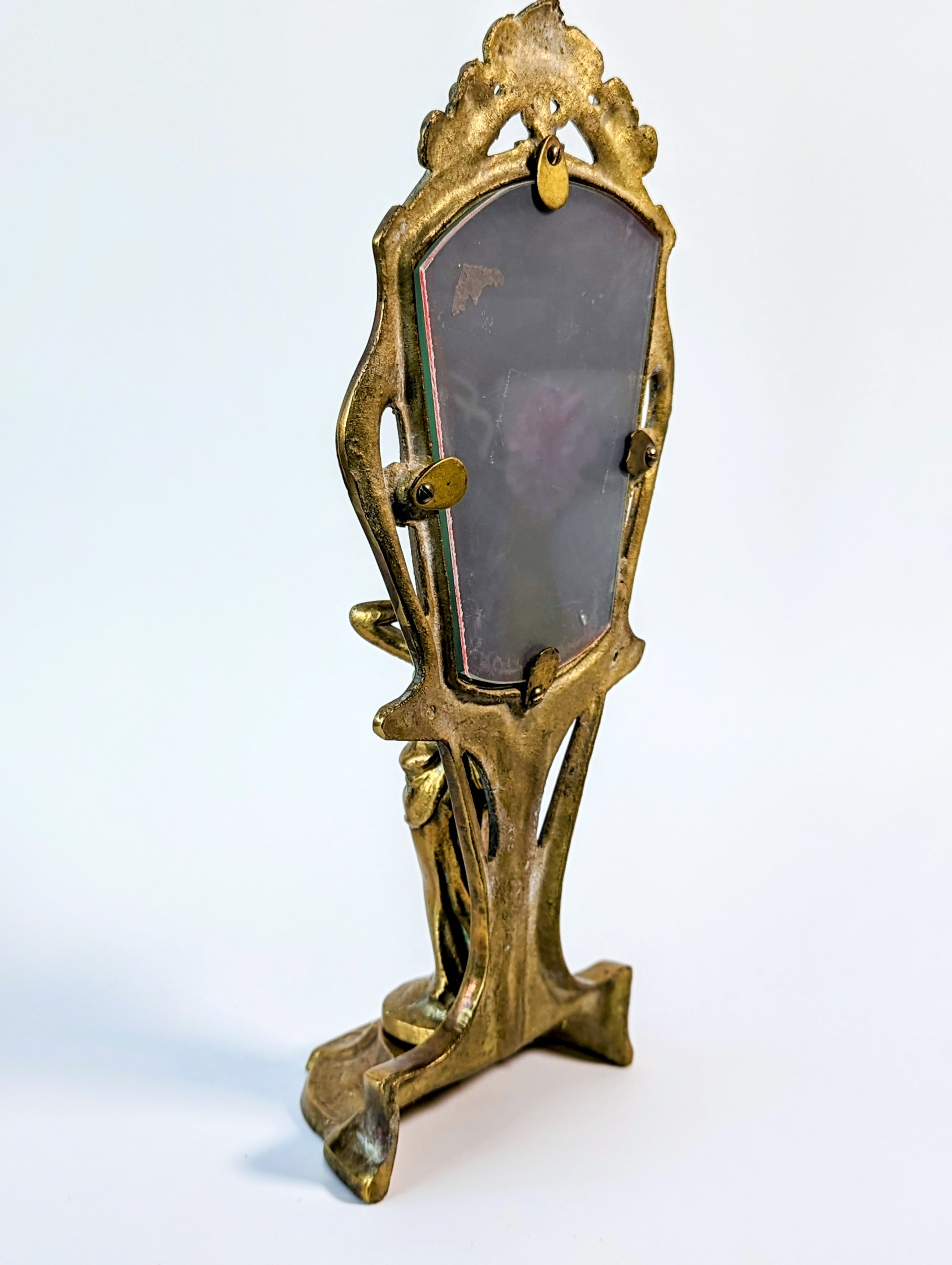 Art Nouveau Vintage Brass Vanity Mirror