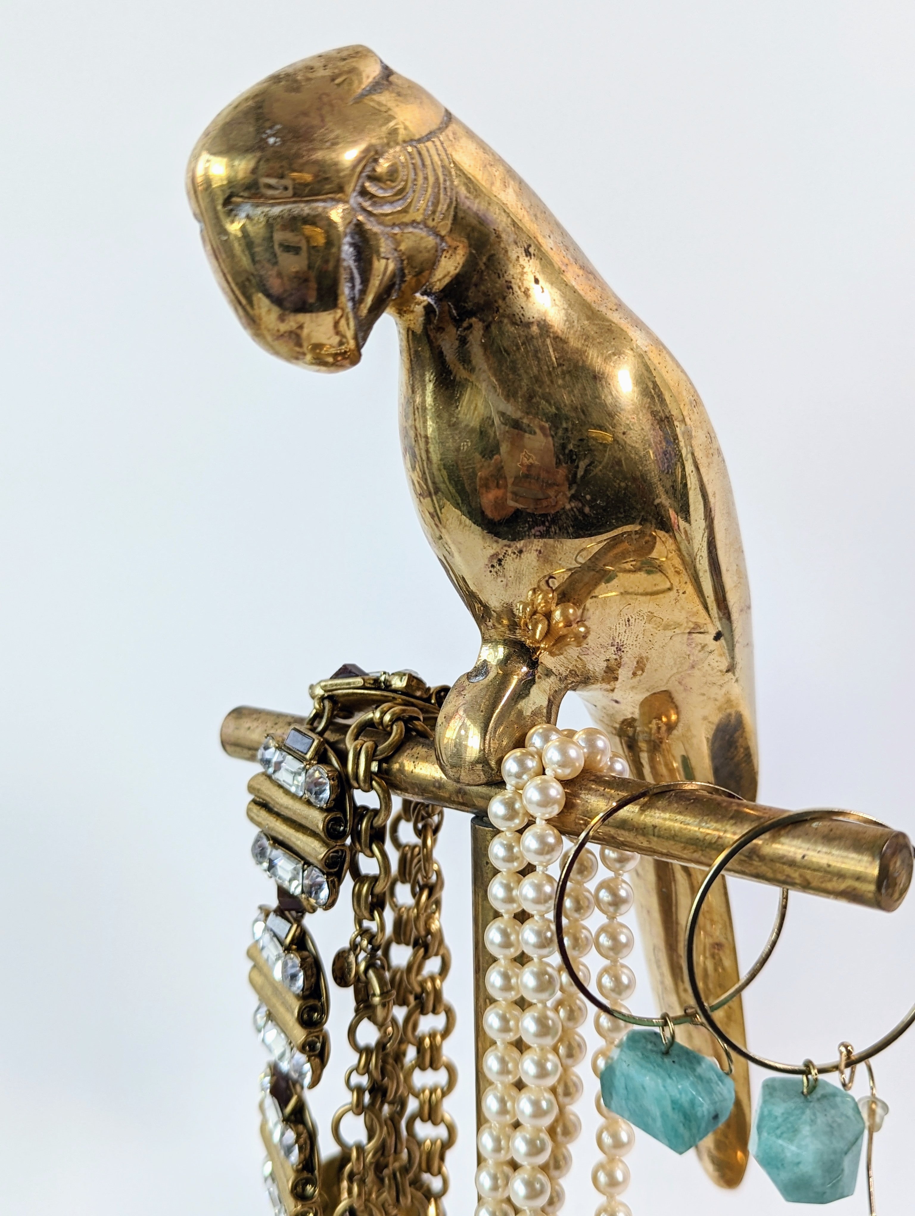 Vintage Brass Parrot Stand