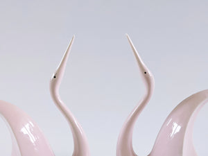 Vintage Pink Ceramic Crane Decor