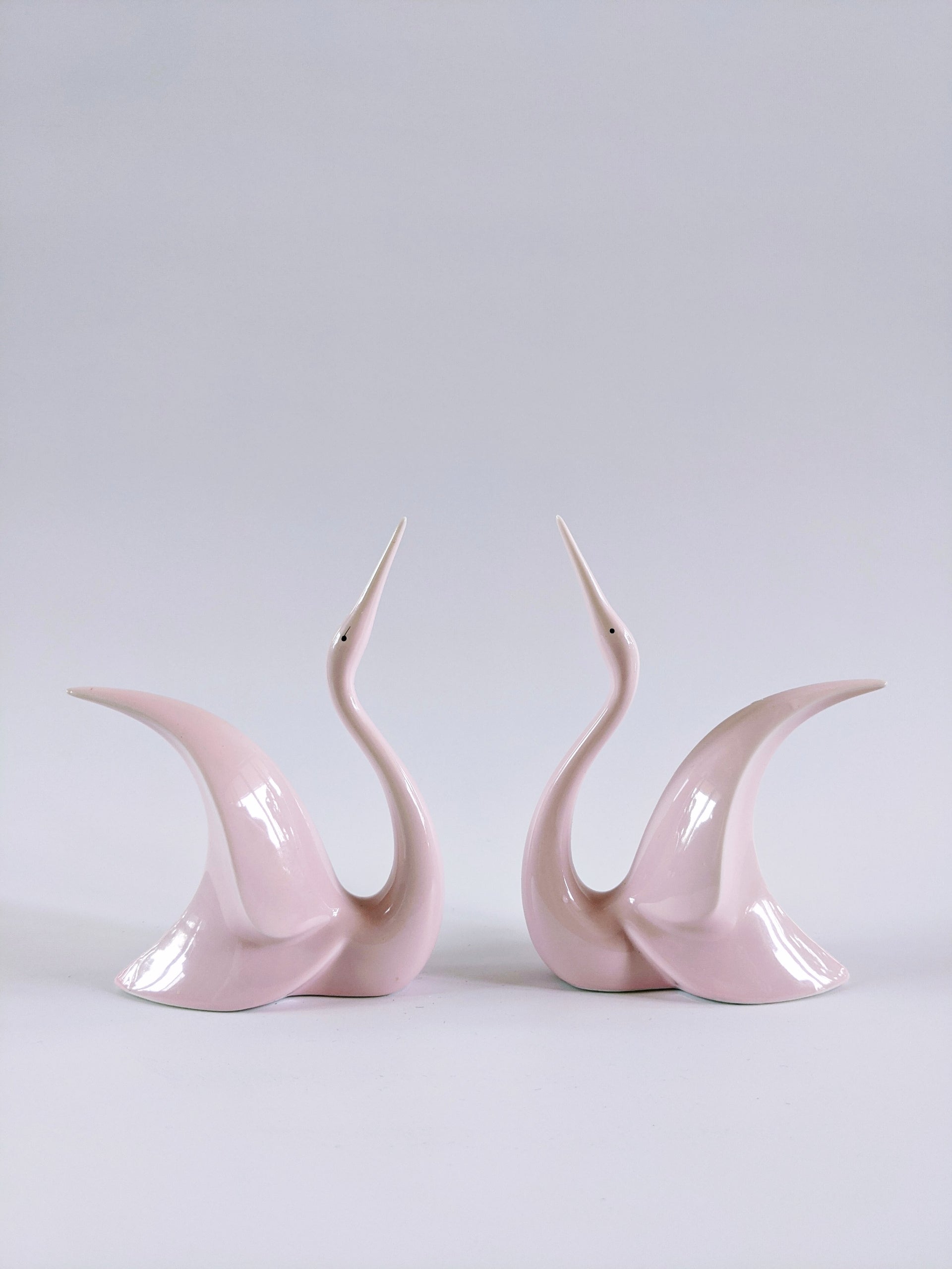 Vintage Pink Ceramic Crane Decor
